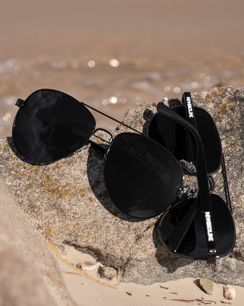 OKULARY AVIATOR POLARIZED BLACK METAL BLACK 01-136